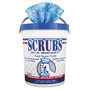Scrubs Hand Cleaner Towels, Cloth, 10 x 12, Blue/White, 72/Bucket 42272